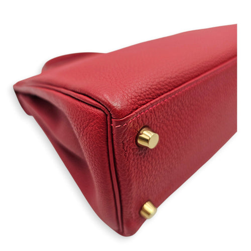 Kelly 25 Rouge vif in Togo Gold hardware CL2606-21785 8
