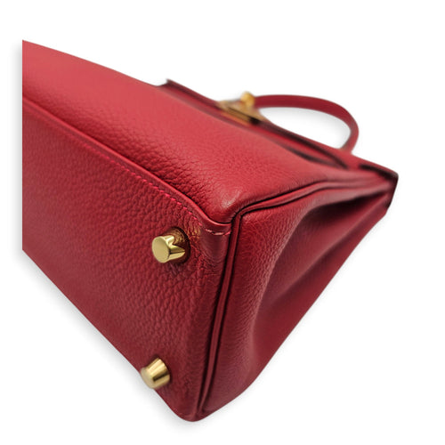 Kelly 25 Rouge vif in Togo Gold hardware CL2606-21785 9