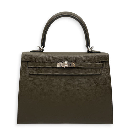 Sellier Kelly 25 Vert Loden in Epsom Palladium hardware CL2606-21786 1