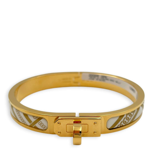 Mini Clic Kelly, Tartan Et Chaines Jaune Or/ Blanc Bracelet Gold hardware CL2606-21793 1