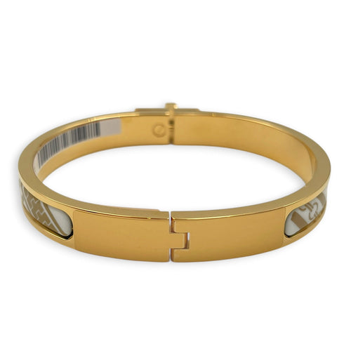 Mini Clic Kelly, Tartan Et Chaines Jaune Or/ Blanc Bracelet Gold hardware CL2606-21793 2