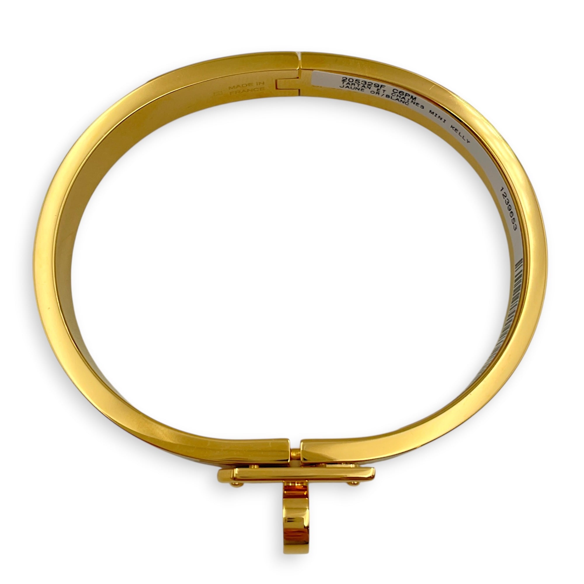 Mini Clic Kelly, Tartan Et Chaines Jaune Or/ Blanc Bracelet Gold hardware CL2606-21793 3