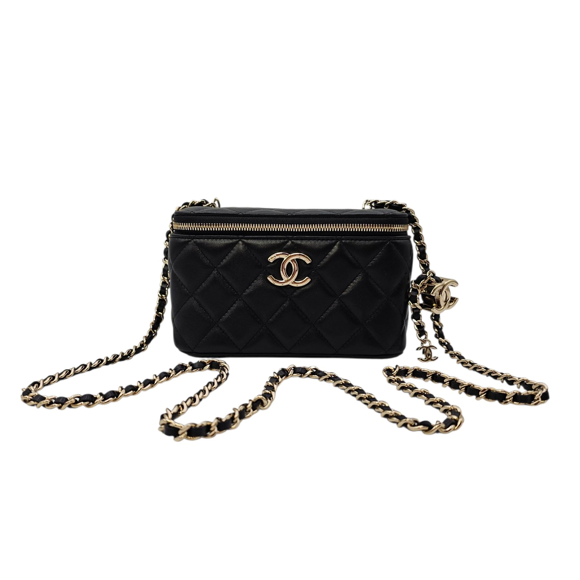 Vanity Case with Strap Black Crossbody Bag in Lambskin Gold hardware CL2606-21795 16