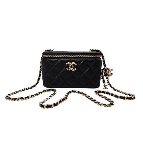 Vanity Case with Strap Black Crossbody Bag in Lambskin Gold hardware CL2606-21795 16