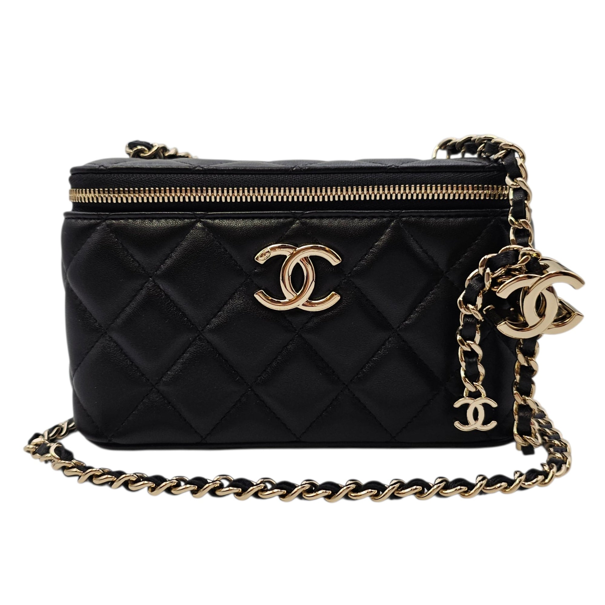 Vanity Case with Strap Black Crossbody Bag in Lambskin Gold hardware CL2606-21795 17