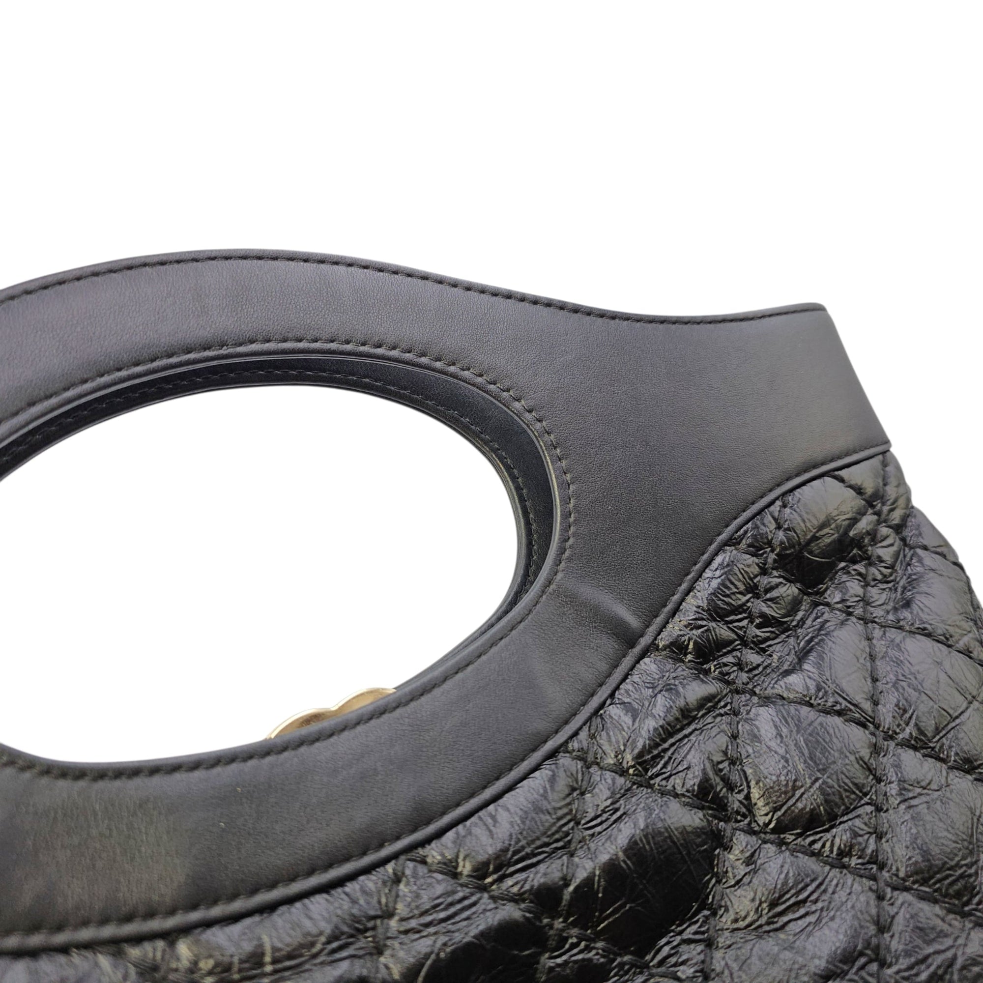 31 Shopping Tote 37 Black Top Handle Bag in Distressed Leather Gold hardware CL2606-21796 16
