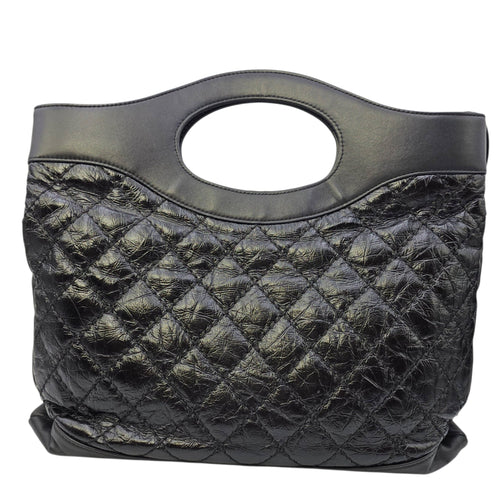 31 Shopping Tote 37 Black Top Handle Bag in Distressed Leather Gold hardware CL2606-21796 2