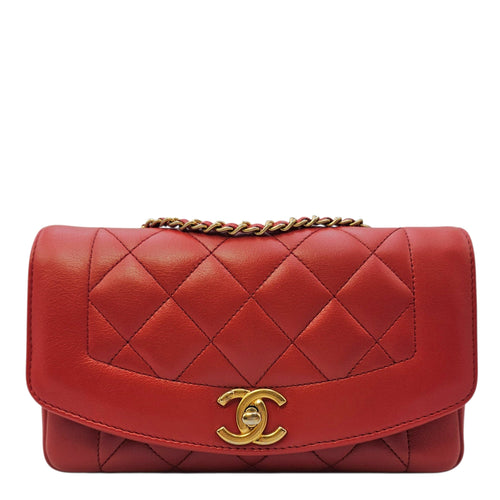 Diana Reissue Flap Red Shoulder Bag in Calfskin Gold hardware CL2606-21798 1