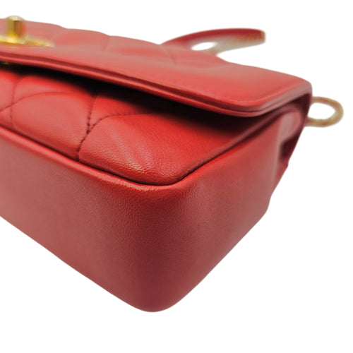 Diana Reissue Flap Size 22 cm Red Shoulder Bag in Calfskin Gold hardware