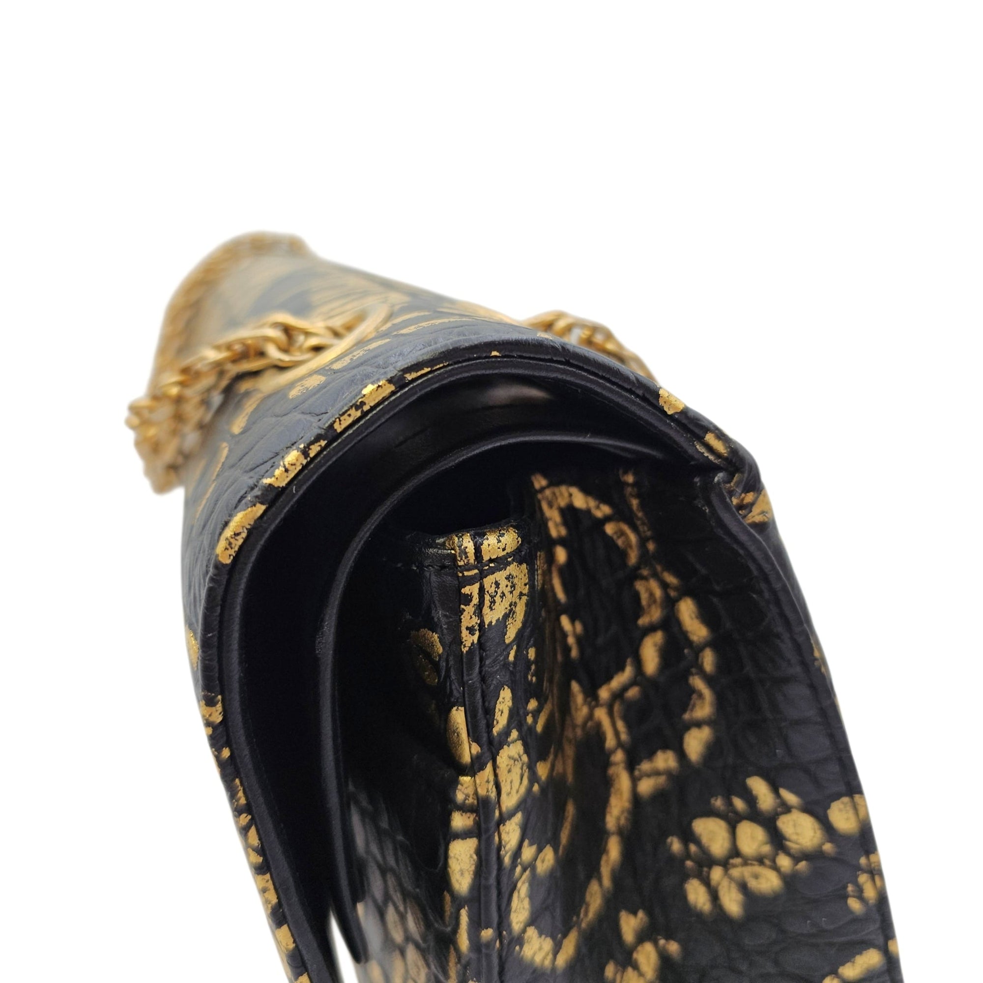 Limited Edition Croc Embossed Graffiti 2.55 Small Black Shoulder Bag Gold hardware CL2606-21799 10