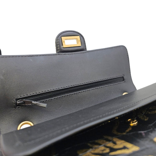 Limited Edition Croc Embossed Graffiti 2.55 Small Black Shoulder Bag Gold hardware CL2606-21799 13