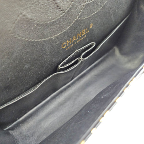 Limited Edition Croc Embossed Graffiti 2.55 Small Black Shoulder Bag Gold hardware CL2606-21799 6