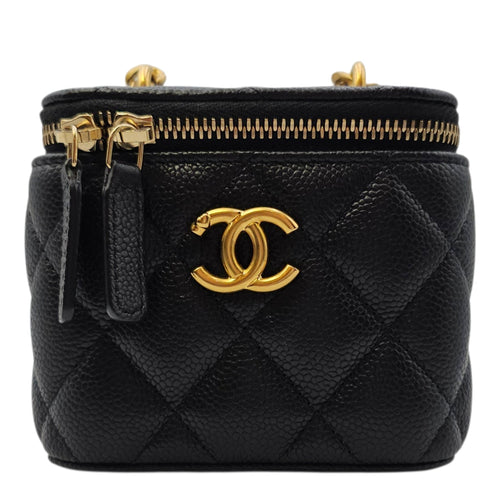 Heart Crush Vanity Case Mini Black Crossbody Bag in Caviar Leather Gold hardware CL2606-21800 1