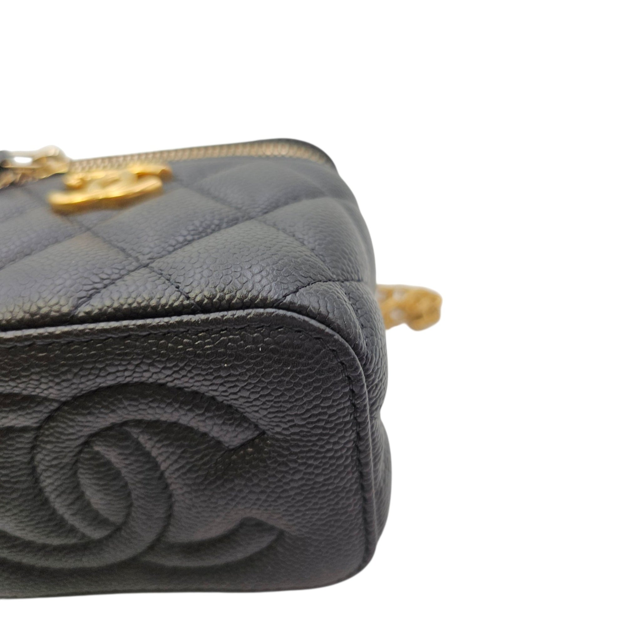 Heart Crush Vanity Case Mini Black Crossbody Bag in Caviar Leather Gold hardware CL2606-21800 11