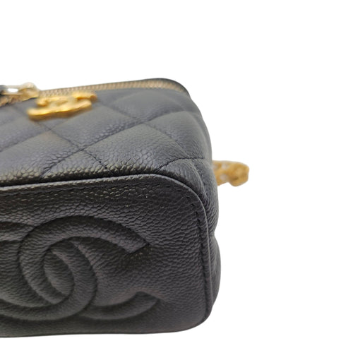 Heart Crush Vanity Case Mini Black Crossbody Bag in Caviar Leather Gold hardware CL2606-21800 11