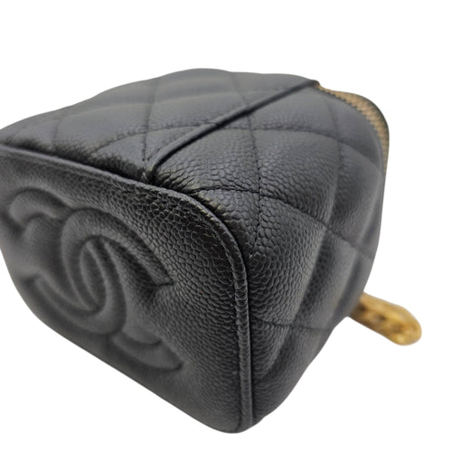 Heart Crush Vanity Case Mini Black Crossbody Bag in Caviar Leather Gold hardware CL2606-21800 12