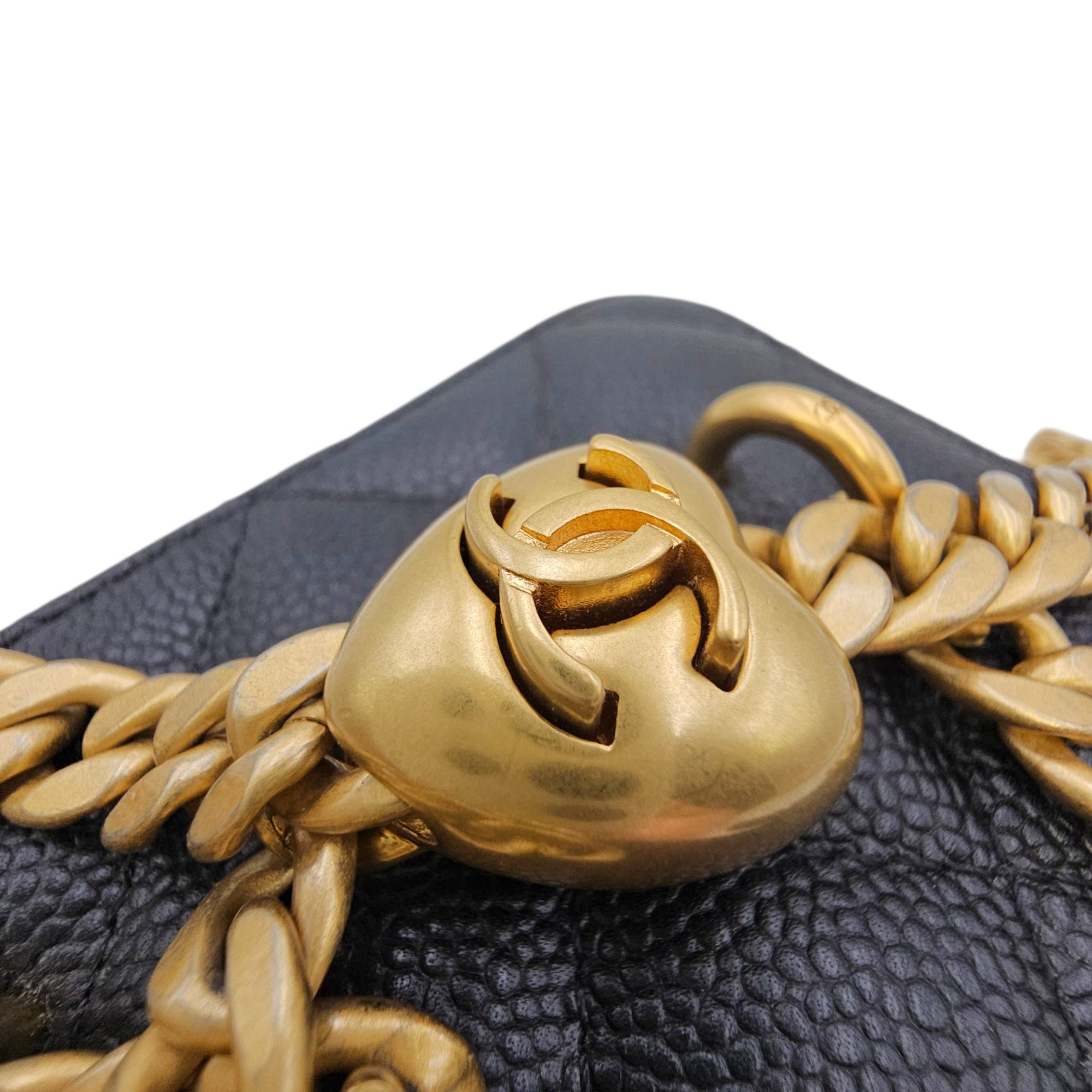 Heart Crush Vanity Case Mini Black Crossbody Bag in Caviar Leather Gold hardware CL2606-21800 15