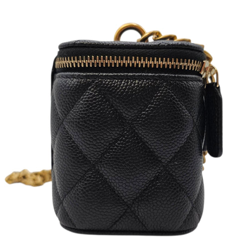 Heart Crush Vanity Case Mini Black Crossbody Bag in Caviar Leather Gold hardware CL2606-21800 2
