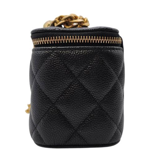Heart Crush Vanity Case Mini Black Crossbody Bag in Caviar Leather Gold hardware CL2606-21800 3