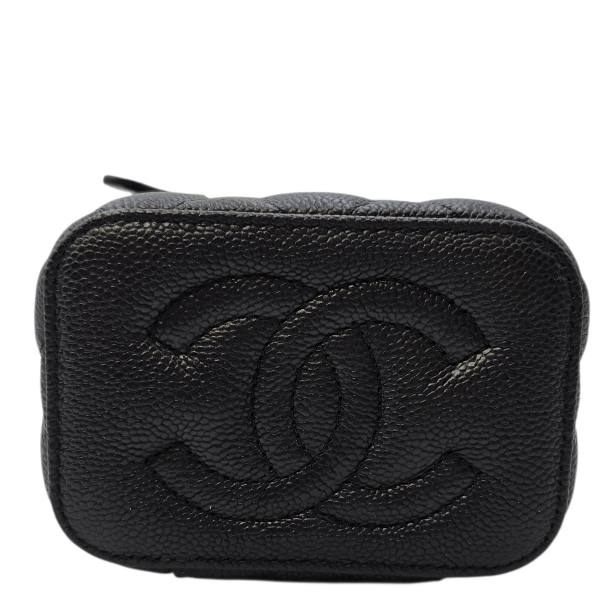 Heart Crush Vanity Case Mini Black Crossbody Bag in Caviar Leather Gold hardware CL2606-21800 4
