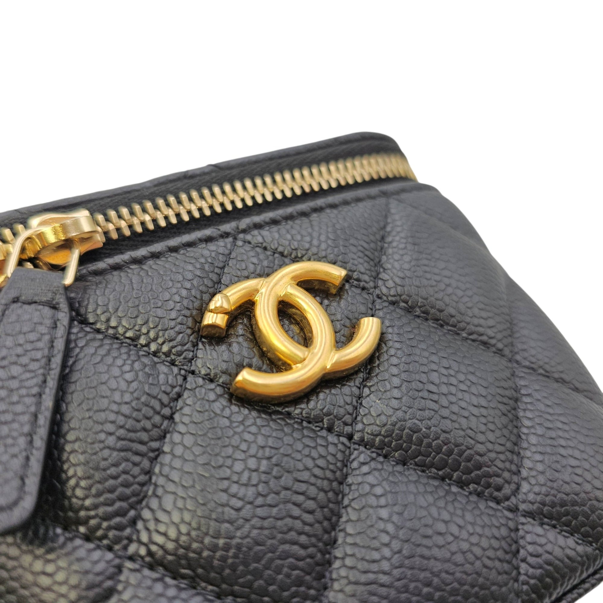 Heart Crush Vanity Case Mini Black Crossbody Bag in Caviar Leather Gold hardware CL2606-21800 9