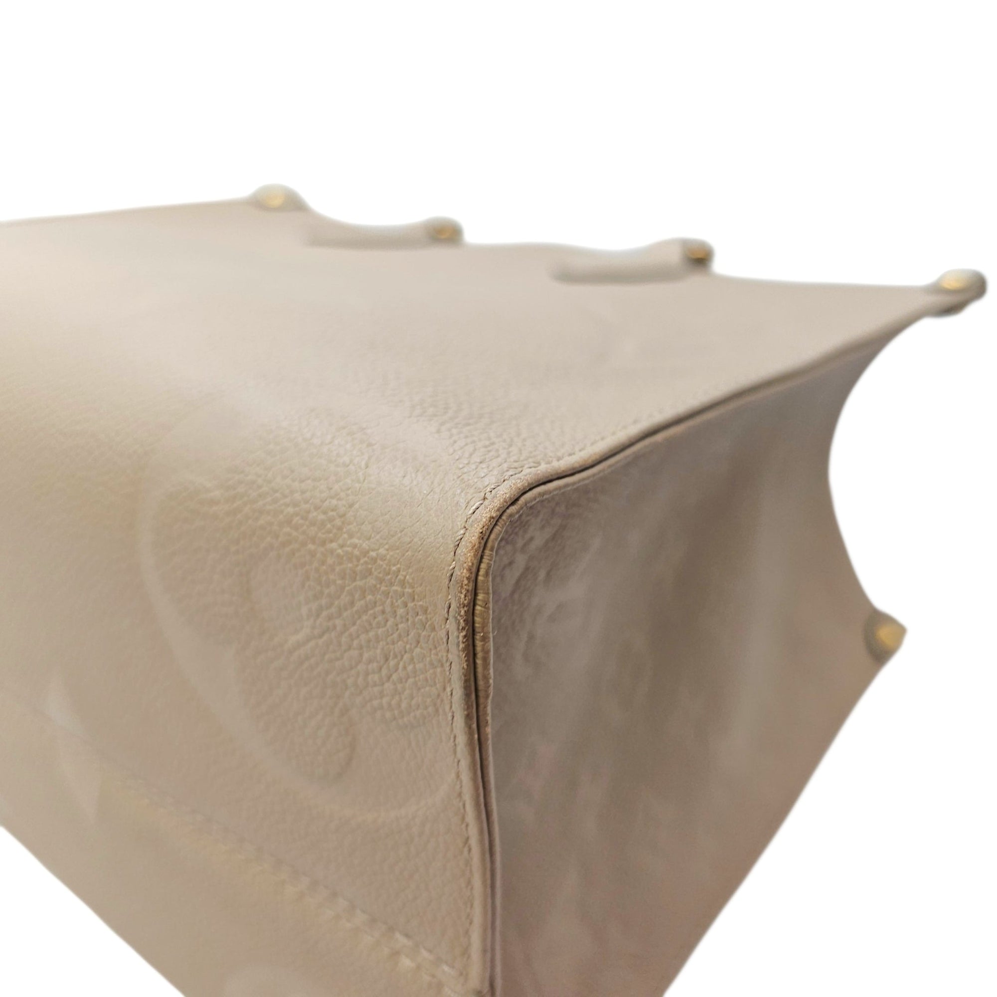 OnTheGo MM Beige Top Handle Bag in Empreinte Leather Gold hardware CL2606-21801 10