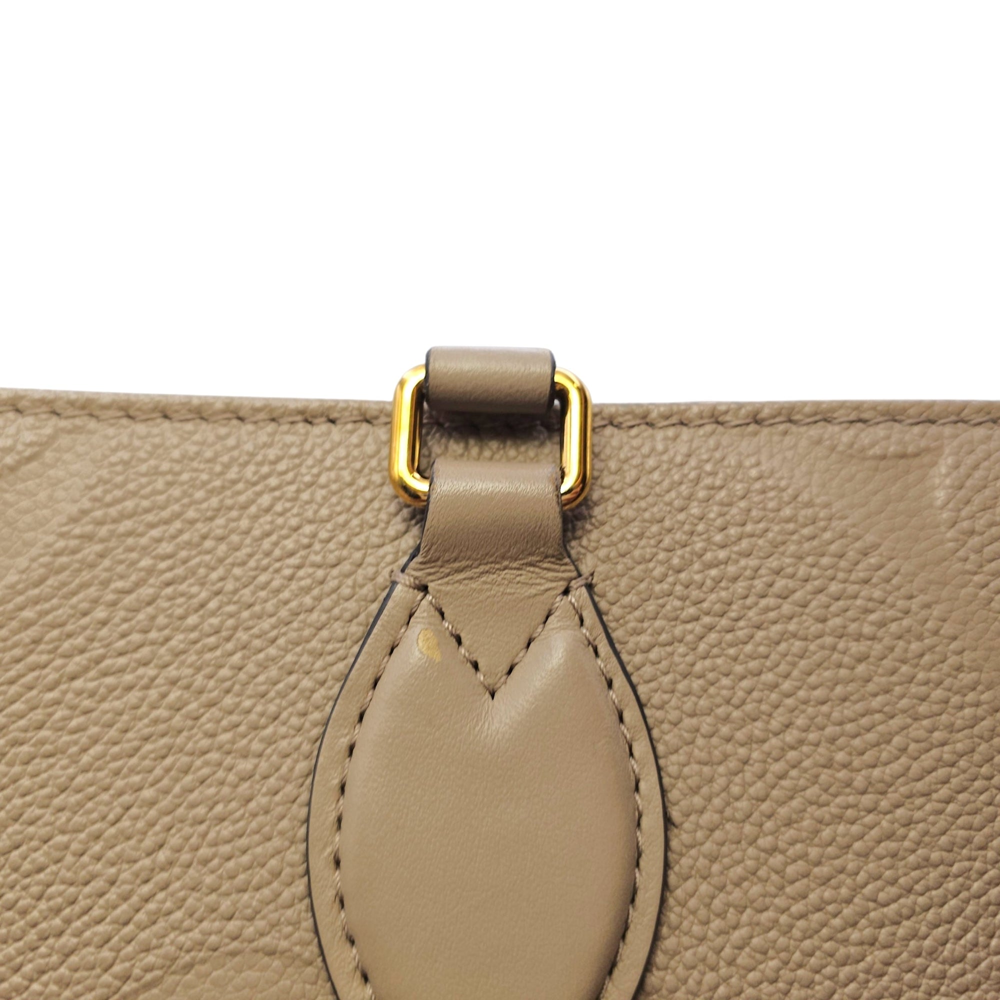 OnTheGo MM Beige Top Handle Bag in Empreinte Leather Gold hardware CL2606-21801 11