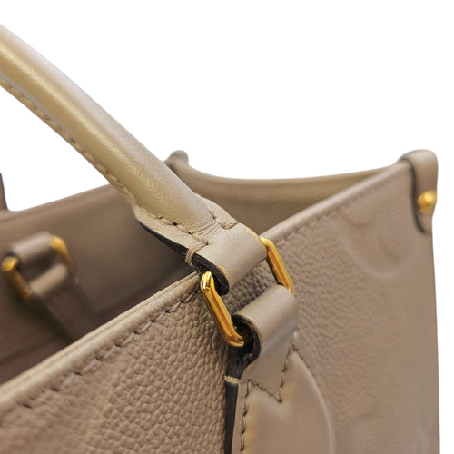 OnTheGo MM Beige Top Handle Bag in Empreinte Leather Gold hardware CL2606-21801 14