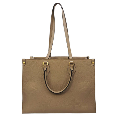 OnTheGo MM Beige Top Handle Bag in Empreinte Leather Gold hardware CL2606-21801 15