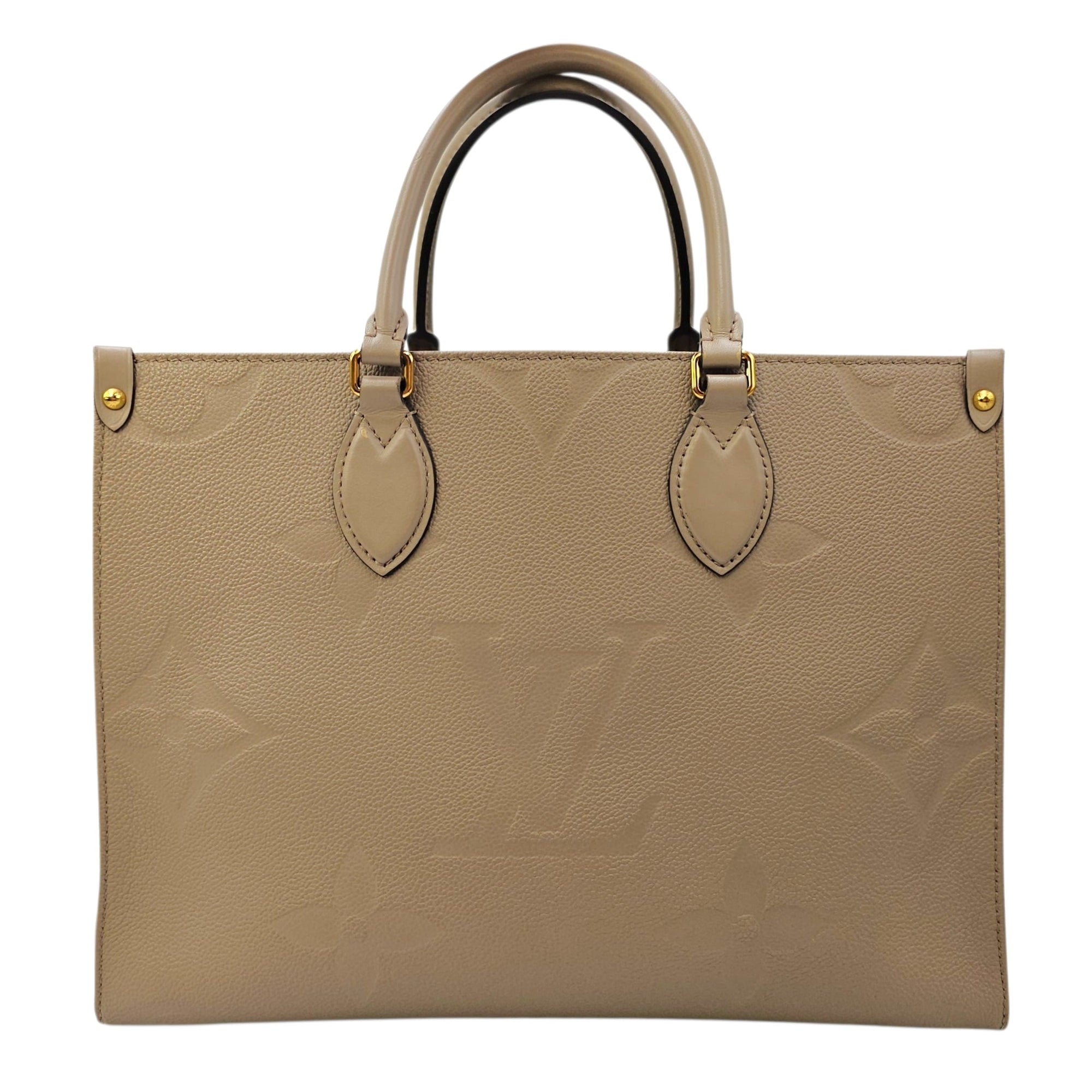 OnTheGo MM Beige Top Handle Bag in Empreinte Leather Gold hardware CL2606-21801 2