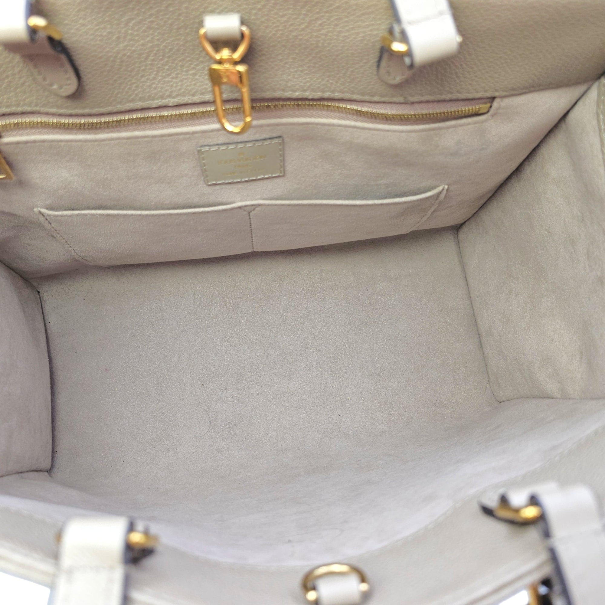 OnTheGo MM Beige Top Handle Bag in Empreinte Leather Gold hardware CL2606-21801 6