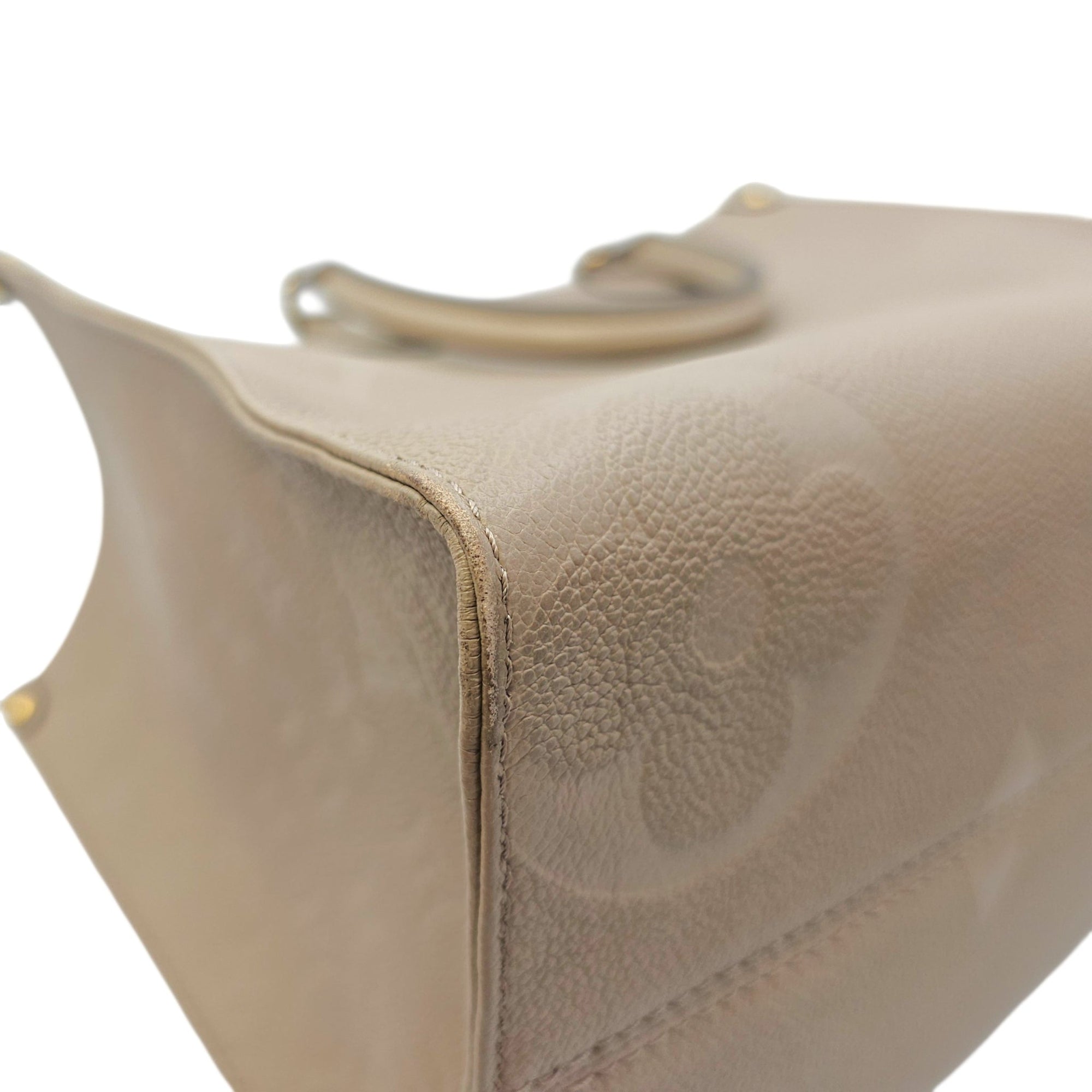 OnTheGo MM Beige Top Handle Bag in Empreinte Leather Gold hardware CL2606-21801 7