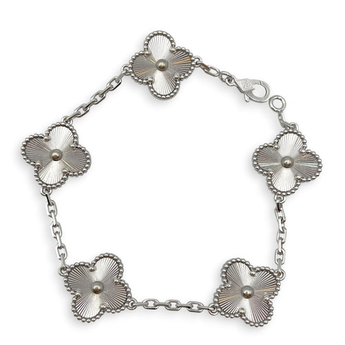 Vintage Alhambra, 5 Motifs (Guilloche) Bracelet in White Gold Hardware CL2606-21804 1