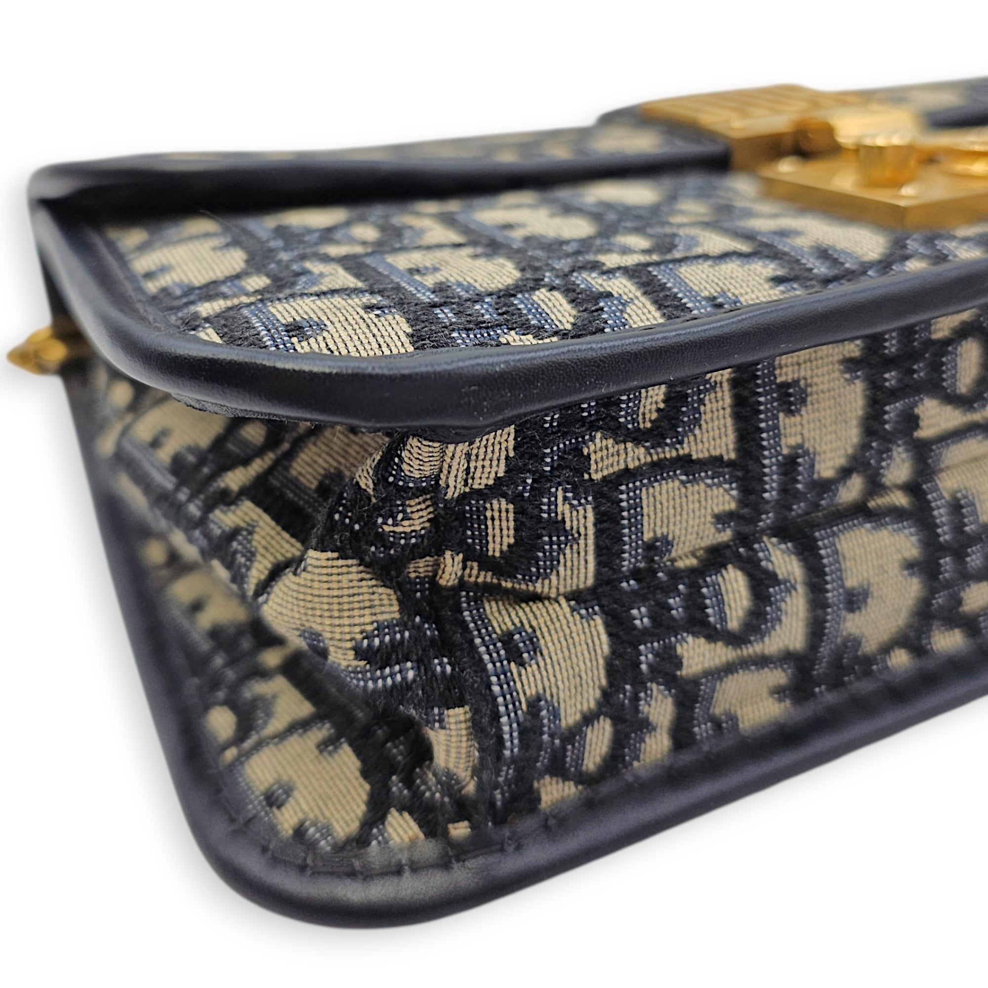 Dior Addict Flap Blue Shoulder Bag in Canvas Brushed Gold hardware CL2606-21805 10