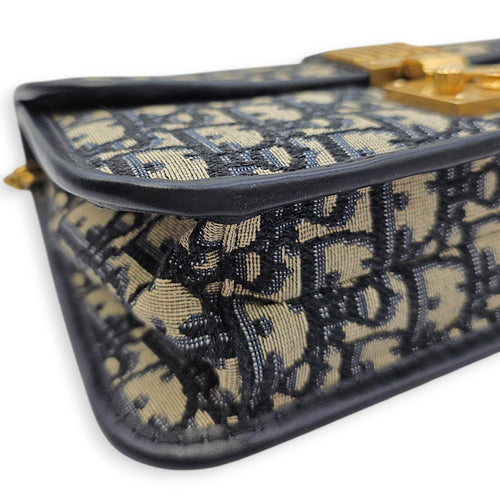 Dior Addict Flap Blue Shoulder Bag in Canvas Brushed Gold hardware CL2606-21805 10