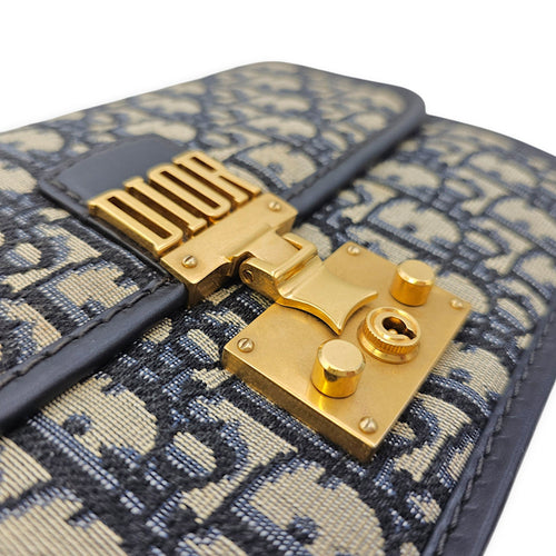 Dior Addict Flap Blue Shoulder Bag in Canvas Brushed Gold hardware CL2606-21805 12