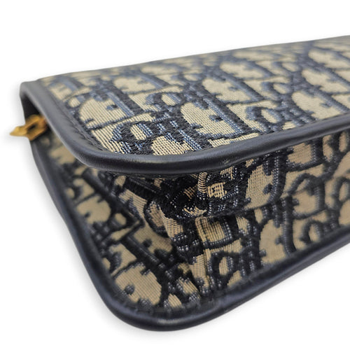 Dior Addict Flap Blue Shoulder Bag in Canvas Brushed Gold hardware CL2606-21805 13