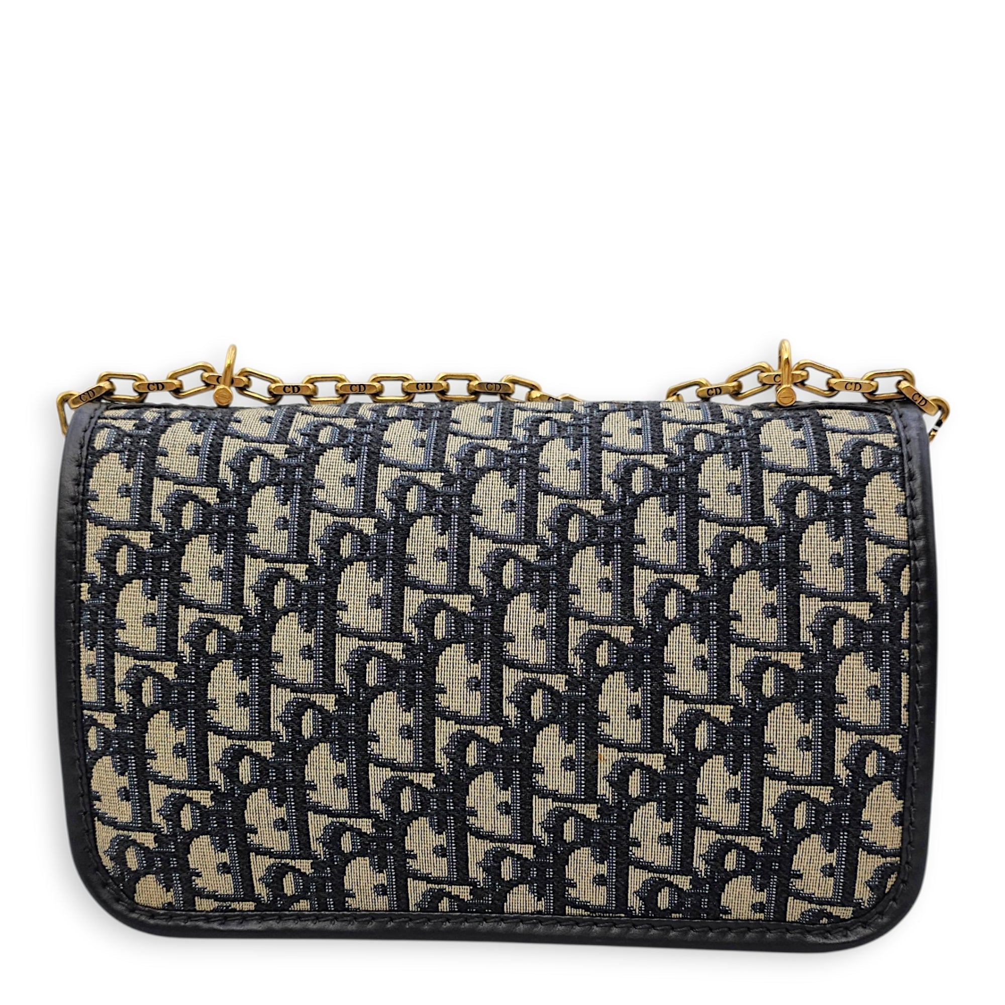 Dior Addict Flap Blue Shoulder Bag in Canvas Brushed Gold hardware CL2606-21805 2