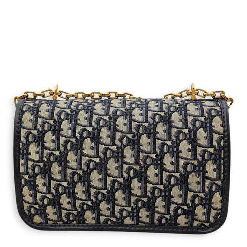 Dior Addict Flap Blue Shoulder Bag in Canvas Brushed Gold hardware CL2606-21805 2