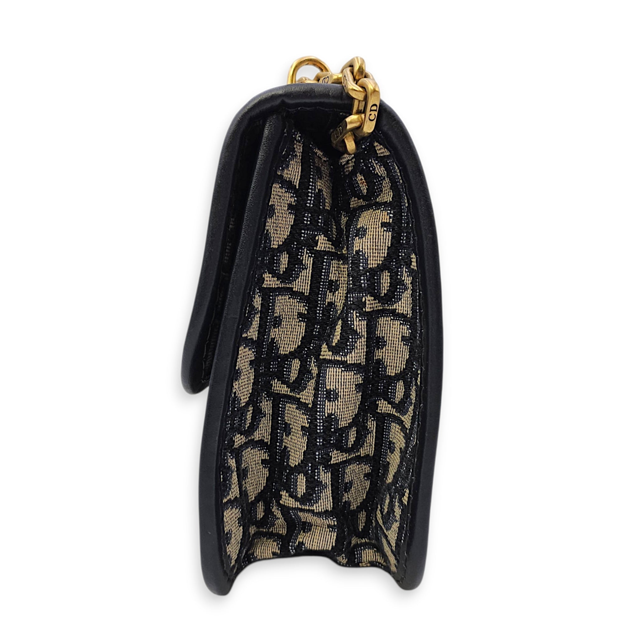 Dior Addict Flap Blue Shoulder Bag in Canvas Brushed Gold hardware CL2606-21805 3