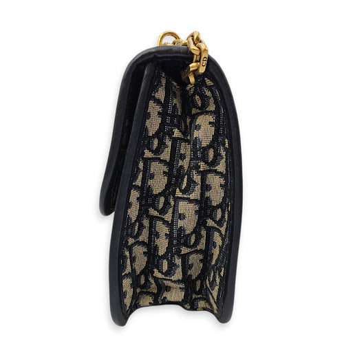 Dior Addict Flap Blue Shoulder Bag in Canvas Brushed Gold hardware CL2606-21805 3