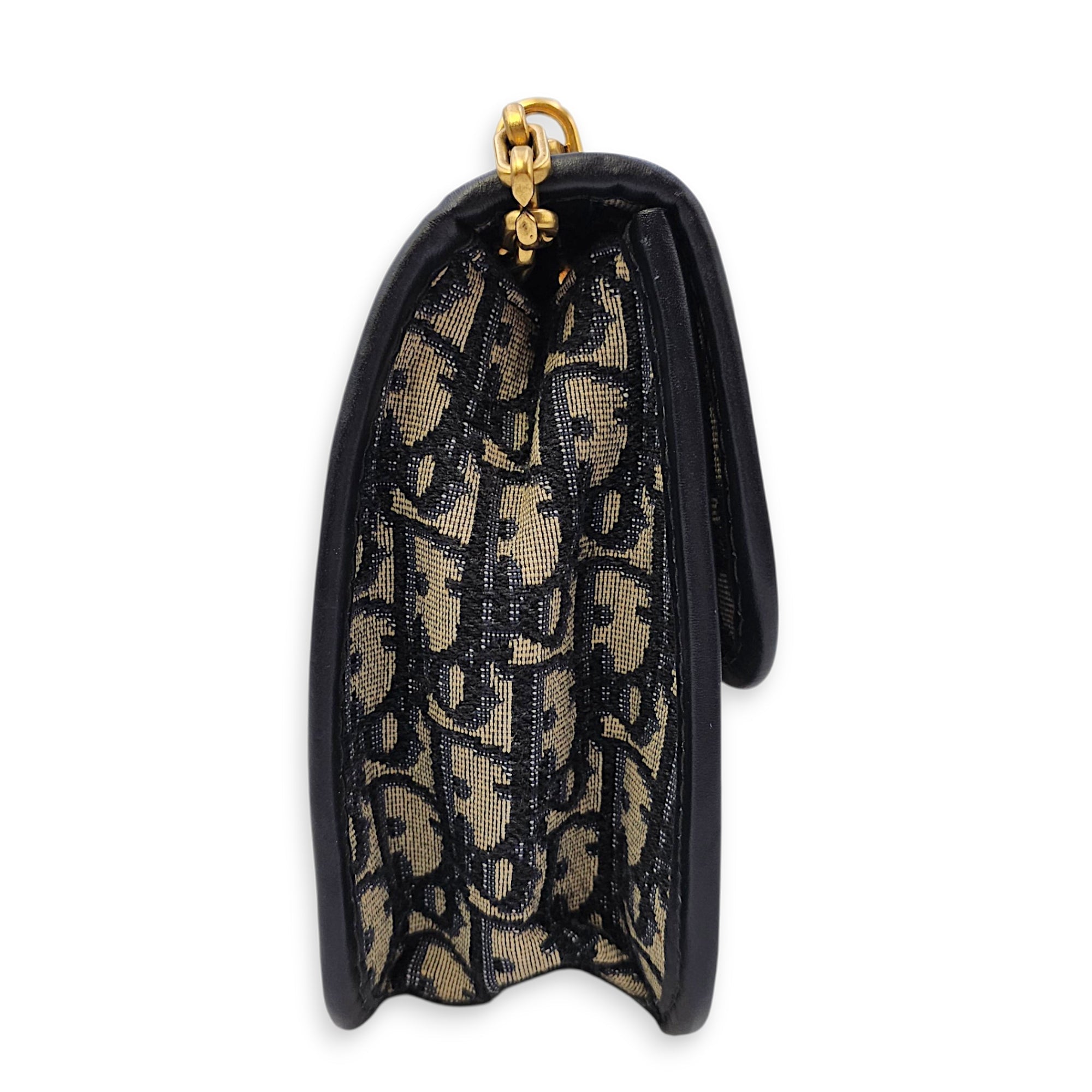 Dior Addict Flap Blue Shoulder Bag in Canvas Brushed Gold hardware CL2606-21805 4