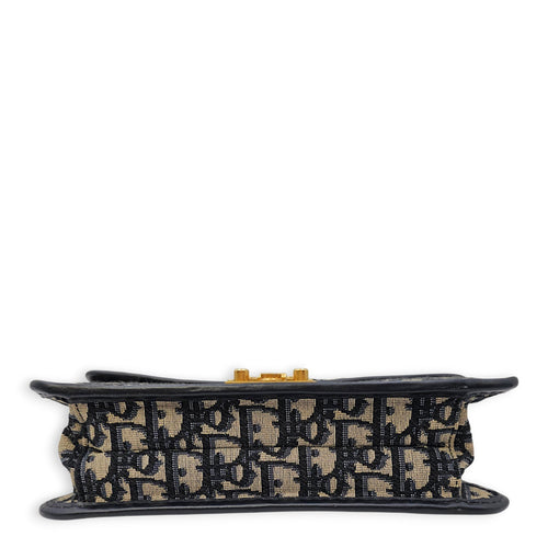 Dior Addict Flap Blue Shoulder Bag in Canvas Brushed Gold hardware CL2606-21805 5