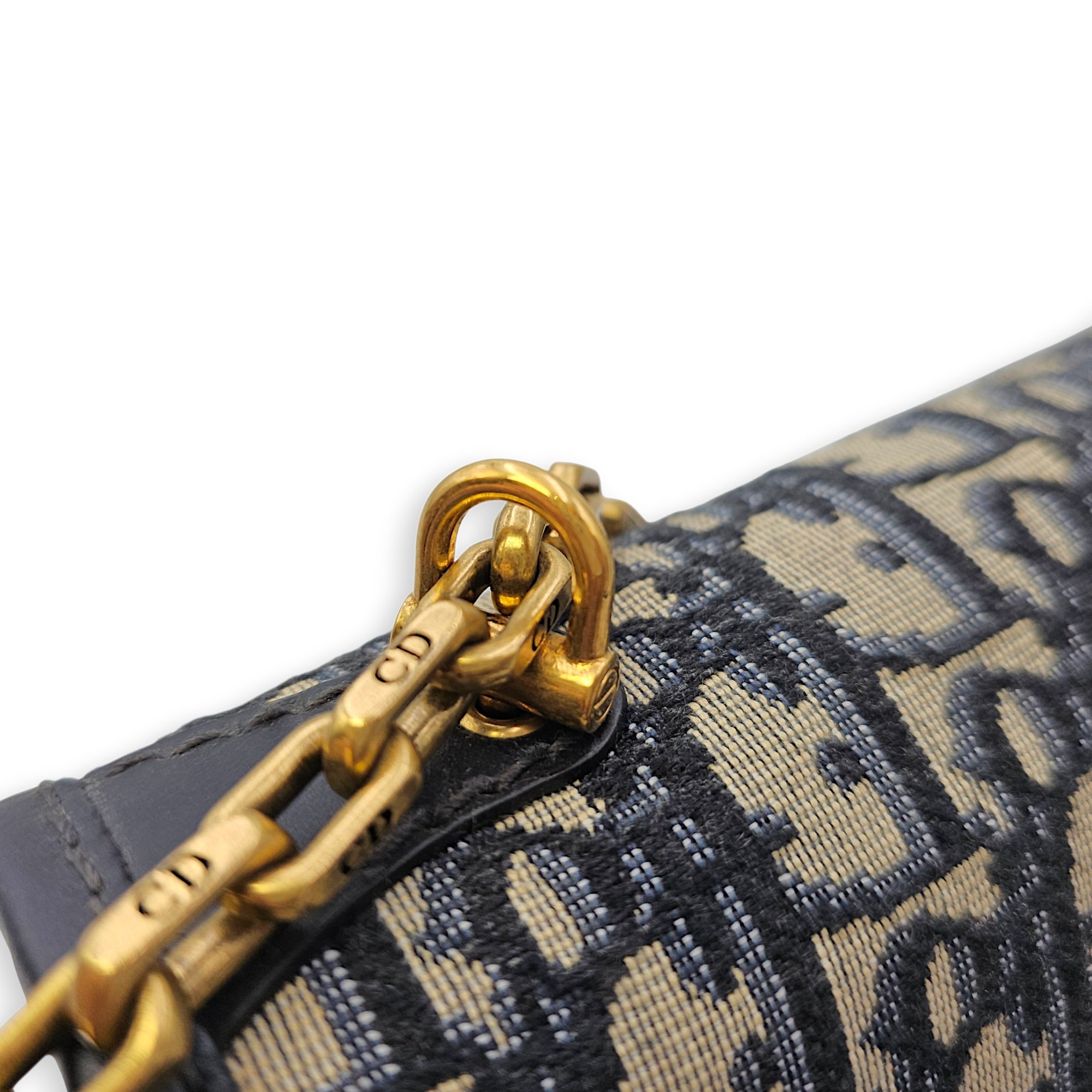 Dior Addict Flap Blue Shoulder Bag in Canvas Brushed Gold hardware CL2606-21805 7