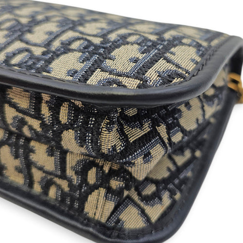 Dior Addict Flap Blue Shoulder Bag in Canvas Brushed Gold hardware CL2606-21805 8