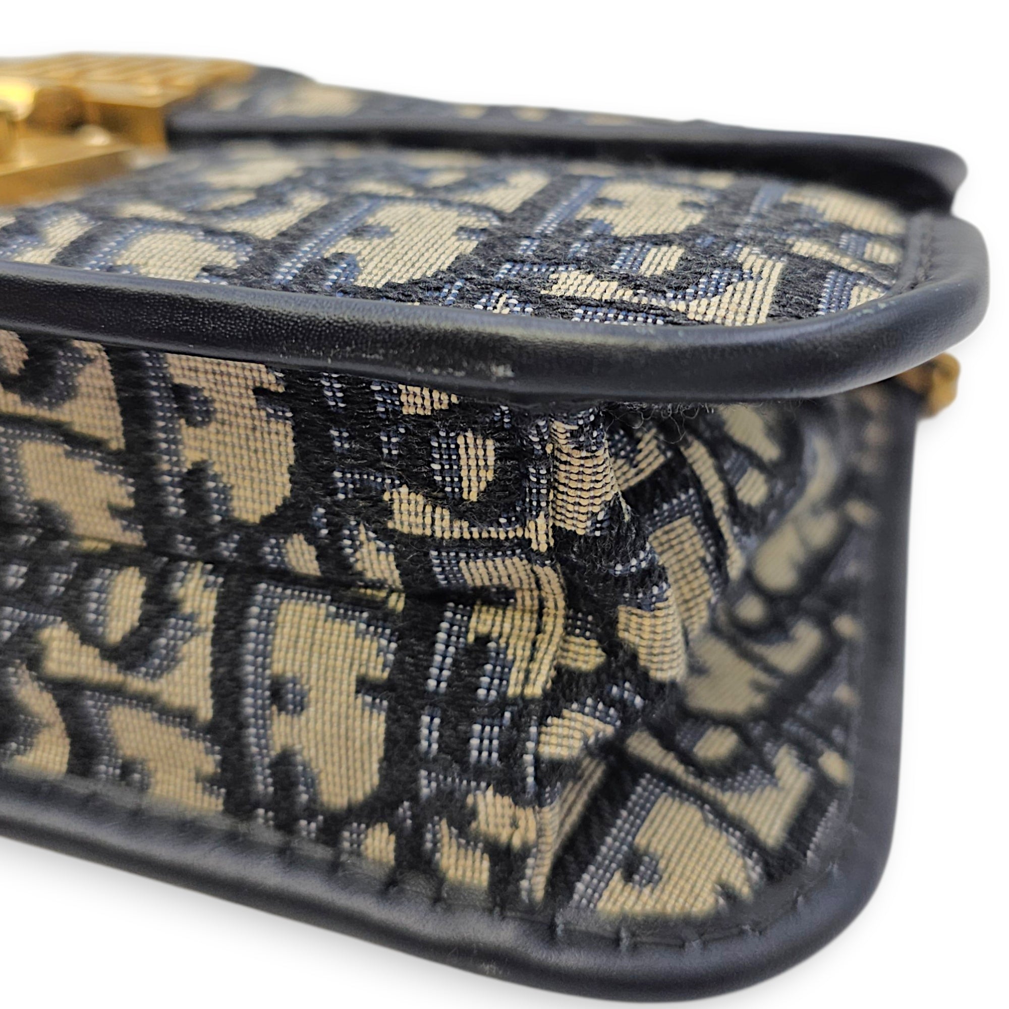Dior Addict Flap Blue Shoulder Bag in Canvas Brushed Gold hardware CL2606-21805 9