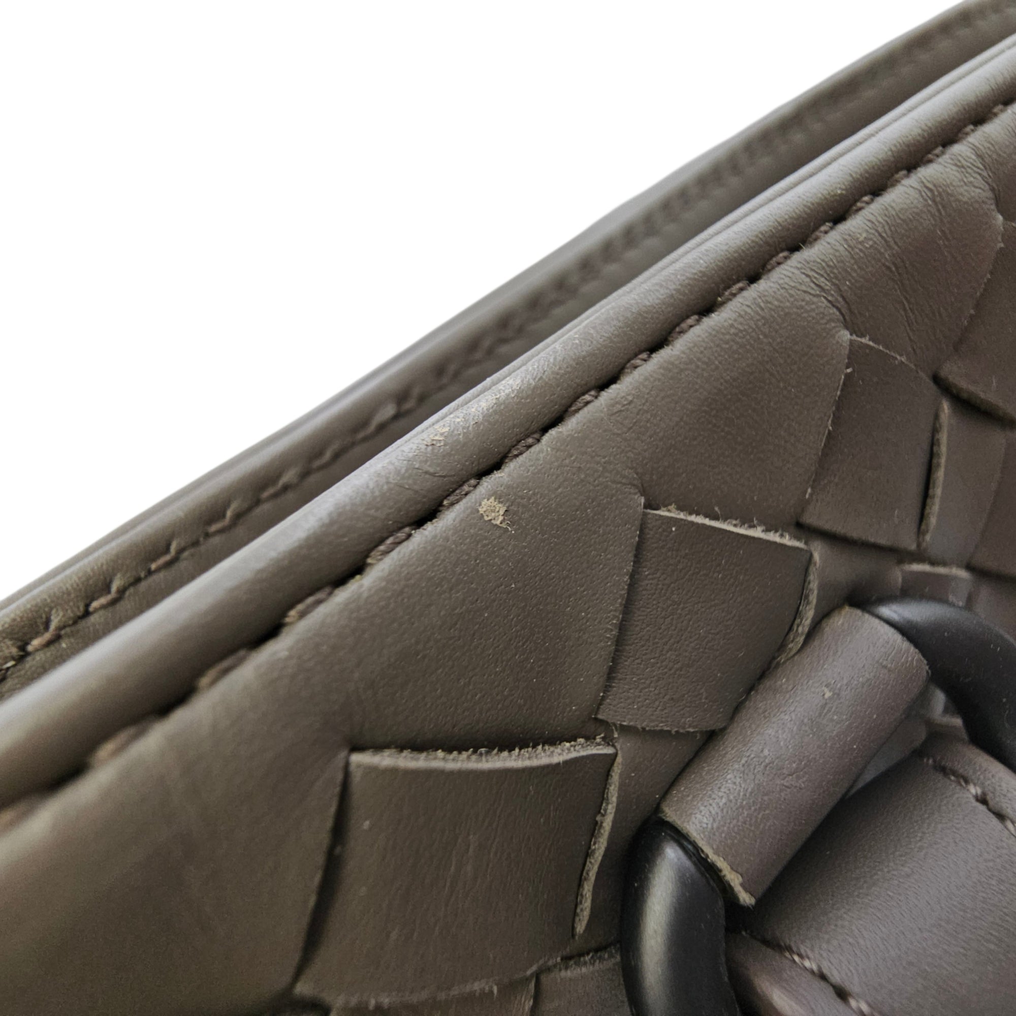 Briefcase Grey Top Handle Bag in Nappa Leather Ruthenium hardware