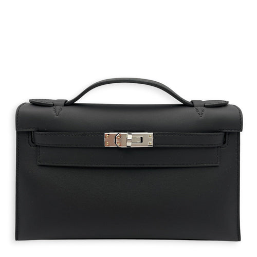 Kelly Pochette Black in Swift Palladium hardware CL2606-21809 1