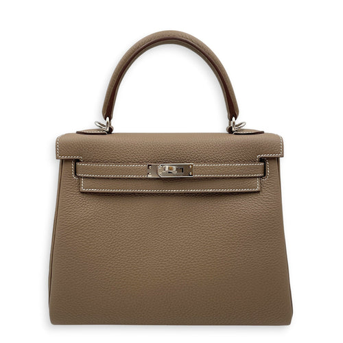 Kelly 25 Etoupe in Togo Palladium hardware CL2606-21814 1