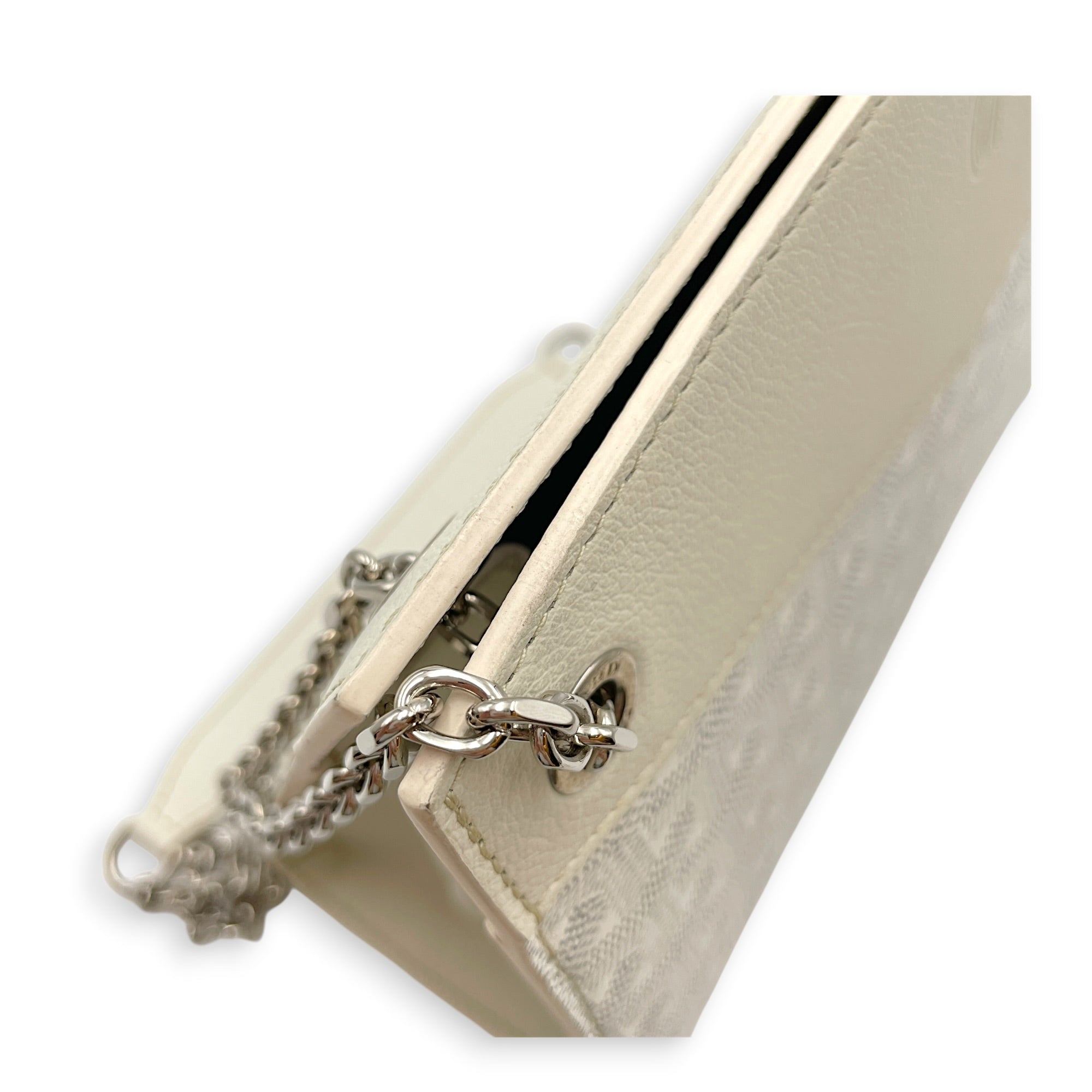 Rouette PM White Shoulder Bag in Canvas Silver hardware CL2606-21819 11